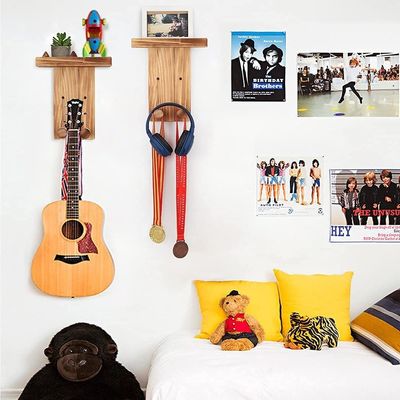Custom Wall Mount Holder Guitar Hanger Shelf for Home Decoration Single Tier Design