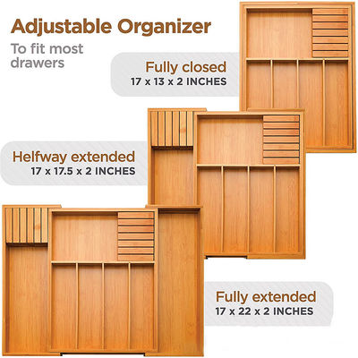 Bamboo Kitchen Silverware Utensil Holder And Cutlery Tray Drawer Organizer For Flatware Customize Size