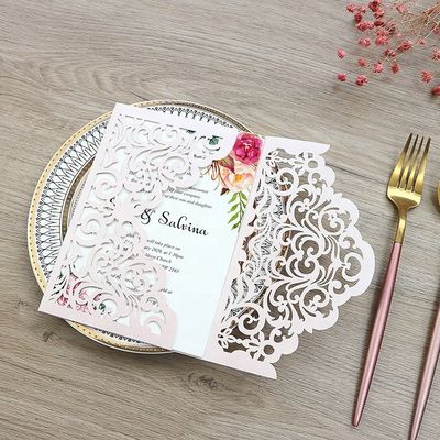 Stunning Laser Cut Wedding Invitation Card for Party Europe Regional Feature Included