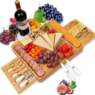 Customizable Multi-Function Bamboo Cutting Board with Stand and Collapsible Colander