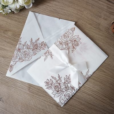 Vegetable Parchment Laser Cut Wedding Invitations with Rose Pattern and Heat Stamping
