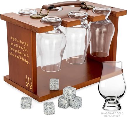 Single Tier Varnished Glassware Drying Holder for Bourbon Whiskey Tasting Glasses