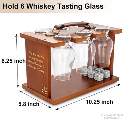 Single Tier Varnished Glassware Drying Holder for Bourbon Whiskey Tasting Glasses