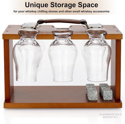 Single Tier Varnished Glassware Drying Holder for Bourbon Whiskey Tasting Glasses