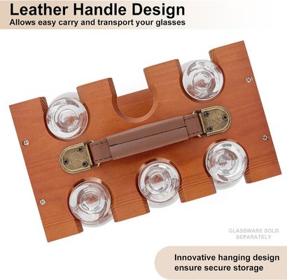 Single Tier Varnished Glassware Drying Holder for Bourbon Whiskey Tasting Glasses