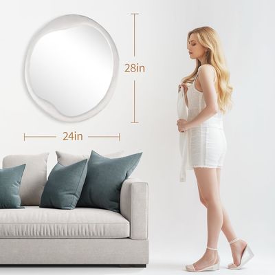 Painted Flannel Wrapped Wooden Frame Mirror Unique Irregular Wall Decoration for Home