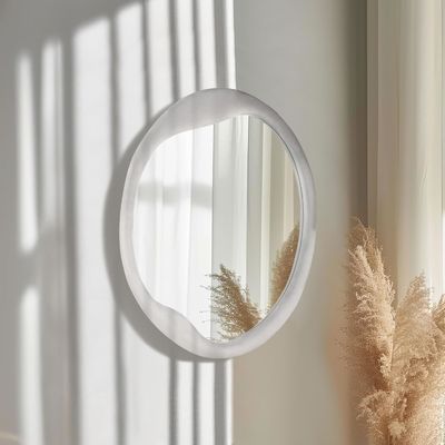Painted Flannel Wrapped Wooden Frame Mirror Unique Irregular Wall Decoration for Home