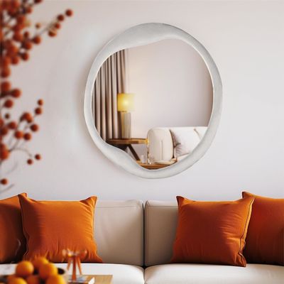 Painted Flannel Wrapped Wooden Frame Mirror Unique Irregular Wall Decoration for Home