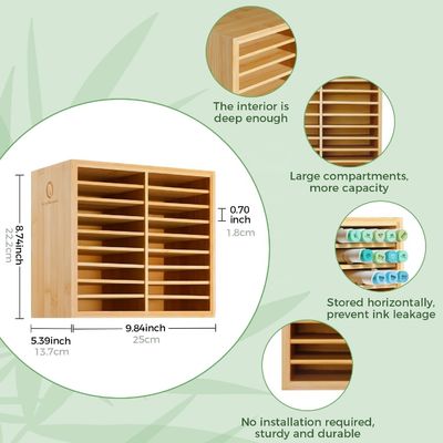 Wooden Desktop Storage Holds 126 Markers 48 Pastel Colors in Bamboo Marker Organizer