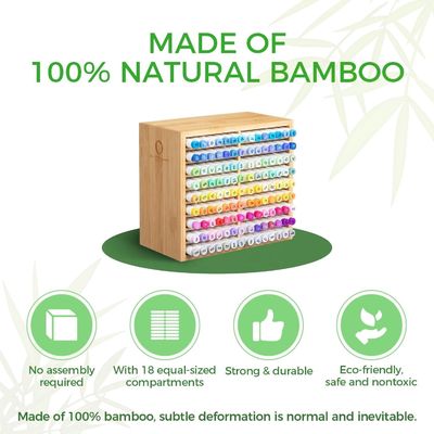 Wooden Desktop Storage Holds 126 Markers 48 Pastel Colors in Bamboo Marker Organizer