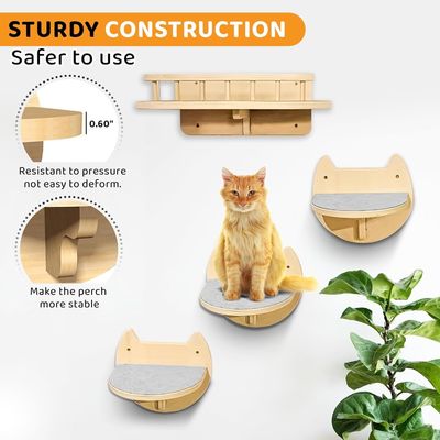 Pet Toys Logo Customized Logo Acceptable Wooden Cat Corner Shelf and Large Wall Steps