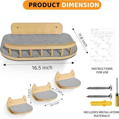 Pet Toys Logo Customized Logo Acceptable Wooden Cat Corner Shelf and Large Wall Steps