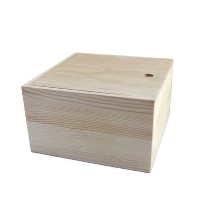 Large Light Weight Unfinished Wood Box with Slide Lid Natural Color Wood Type Plywood