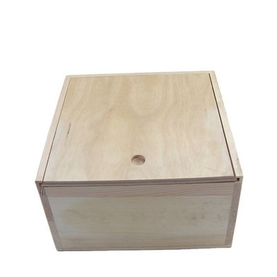 Large Light Weight Unfinished Wood Box with Slide Lid Natural Color Wood Type Plywood