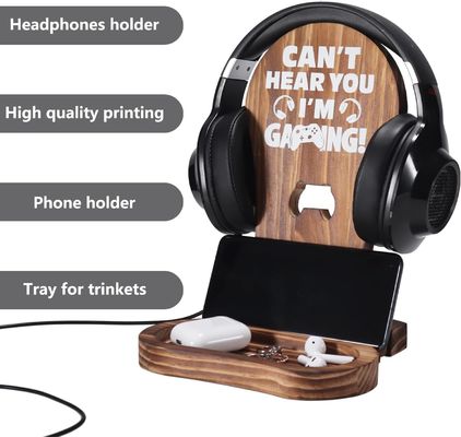 Hotel Home Bathroom Decoration Wooden Headset Stand Decorations for Gamer Teenage Boy