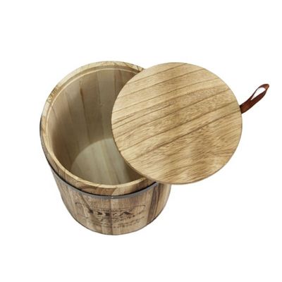 18x18x27cm Custom Logo Wooden Barrel Packaging Handmade Vintage Style Large Paulownia