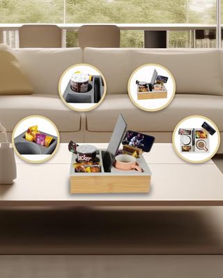 Desktop Wooden Storage Box for Living Room Coffee Table Snacks and Remote Control