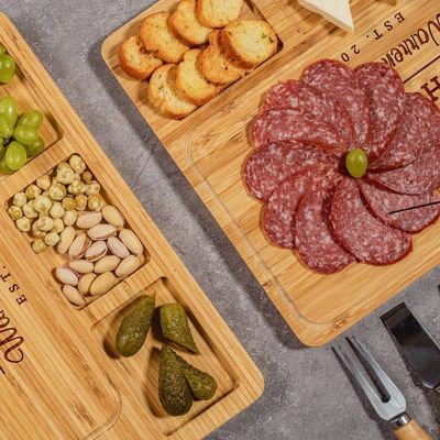 Custom Black Walnut Wood Bulk Bamboo Chopping Block Kitchen Cheese Cutting Board With Tools