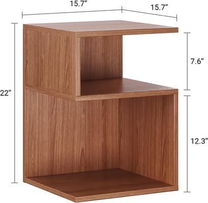 Small Spaces Bedroom Furniture Minimalist 3 Tier End Table with Open Storage Bedside Table