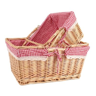 Rural Wind Hand-Woven Cube Wicker Garden Picnic Storage Baskets with Handle 30x20x15cm Stocked