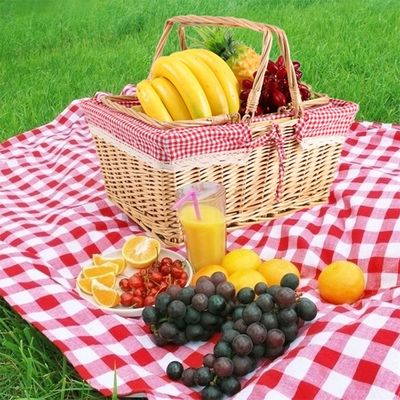Rural Wind Hand-Woven Cube Wicker Garden Picnic Storage Baskets with Handle 30x20x15cm Stocked