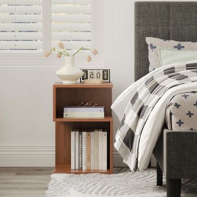 Small Spaces Bedroom Furniture Minimalist 3 Tier End Table with Open Storage Bedside Table