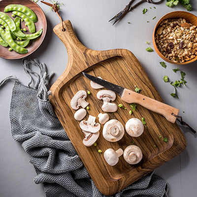 Mini Acacia Wood Cutting Board with Circle Food Wooden Design and Knife Holder