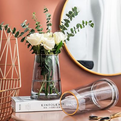 Modern Handmade Transparent Crystal Glass Flower Vase for Home and Hotel Decoration