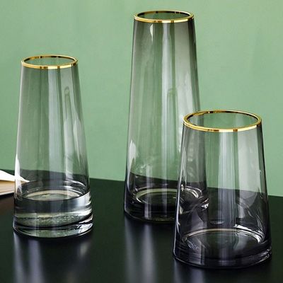 Modern Handmade Transparent Crystal Glass Flower Vase for Home and Hotel Decoration