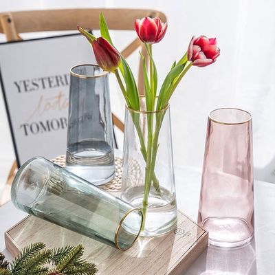 Modern Handmade Transparent Crystal Glass Flower Vase for Home and Hotel Decoration