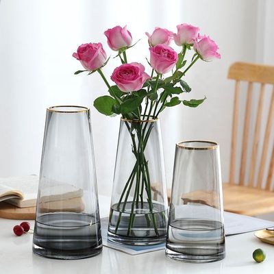 Modern Handmade Transparent Crystal Glass Flower Vase for Home and Hotel Decoration