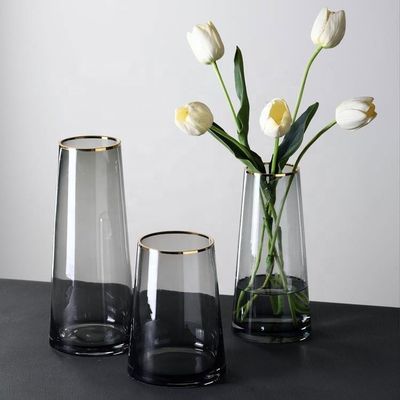 Modern Handmade Transparent Crystal Glass Flower Vase for Home and Hotel Decoration