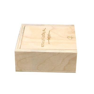 Customized Natural Unfinished Square Wood Packaging Box with Sliding Lid and Material