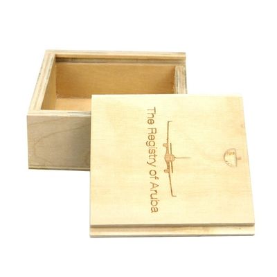 Customized Natural Unfinished Square Wood Packaging Box with Sliding Lid and Material