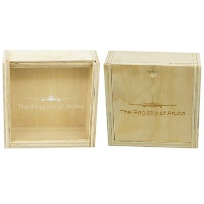 Customized Natural Unfinished Square Wood Packaging Box with Sliding Lid and Material