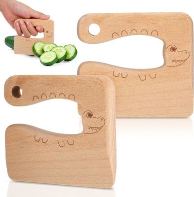 OEM Wooden Kids Knife for Cooking Cute Fish Dinosaur Shape Kitchen Toy Vegetable Cutter
