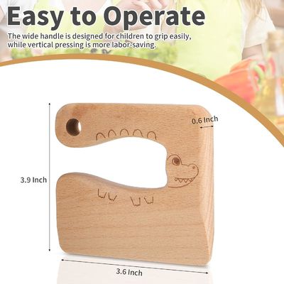 OEM Wooden Kids Knife for Cooking Cute Fish Dinosaur Shape Kitchen Toy Vegetable Cutter