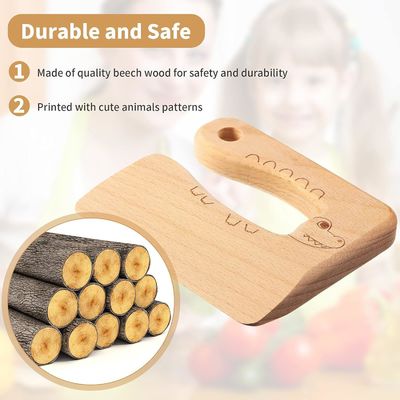 OEM Wooden Kids Knife for Cooking Cute Fish Dinosaur Shape Kitchen Toy Vegetable Cutter