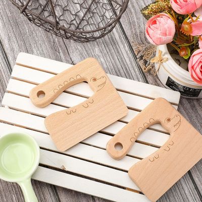 OEM Wooden Kids Knife for Cooking Cute Fish Dinosaur Shape Kitchen Toy Vegetable Cutter