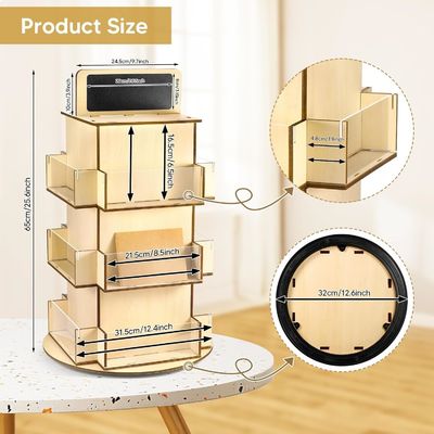 Wood Glass Material Wooden Postcard Display Rack with Small Blackboard Custom Size