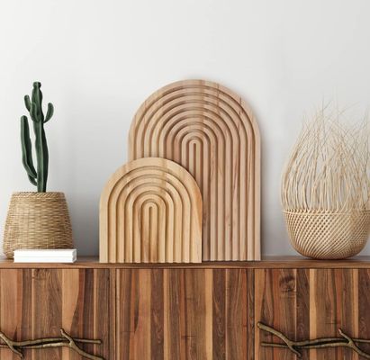 Customized Logo Acceptable Rainbow Shaped Wood Cutting Board for Home Kitchen Decoration