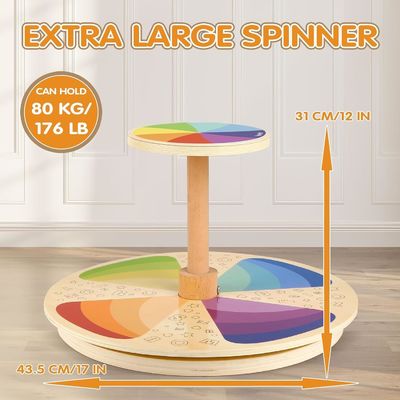 Wooden Spinner Seat Sit and Spin Bigger Size Laser Engrave Classic Spinning Activity Toy