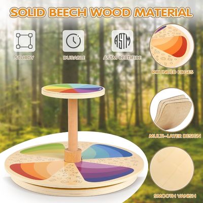 Wooden Spinner Seat Sit and Spin Bigger Size Laser Engrave Classic Spinning Activity Toy