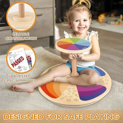 Wooden Spinner Seat Sit and Spin Bigger Size Laser Engrave Classic Spinning Activity Toy