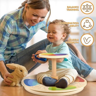 Wooden Spinner Seat Sit and Spin Bigger Size Laser Engrave Classic Spinning Activity Toy