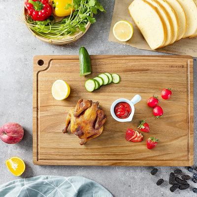Professional Kitchen Acacia Bamboo and Olive Wood Cutting Board Set with Containers
