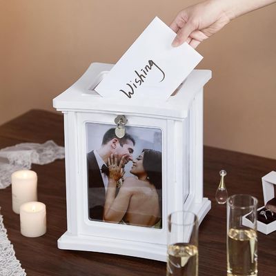 Wedding Reception Eucalyptus DIY Envelope Wood Box with Lock Sample Charge Free