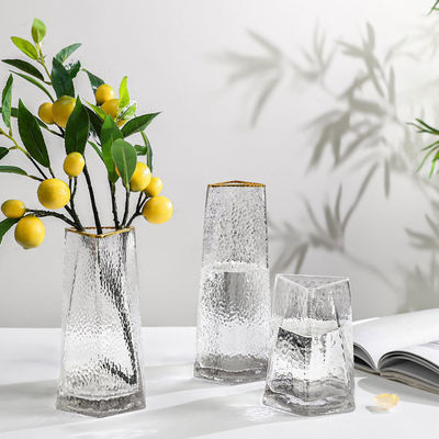All-Season Modern Square Handmade Clear Glass Vase with Handblown Technique