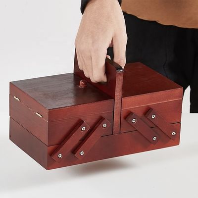 Convenient Layered Wooden Sewing Storage Box with Modern Folding and Easy Organization