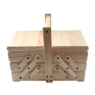 Convenient Layered Wooden Sewing Storage Box with Modern Folding and Easy Organization